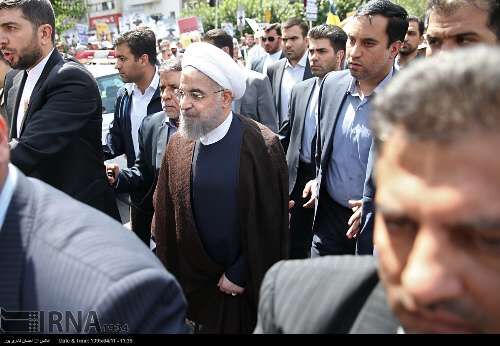 روحانی در راهپیمایی روز قدس/تصاویر