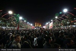 غروب و شب اربعین حسینی در کربلا