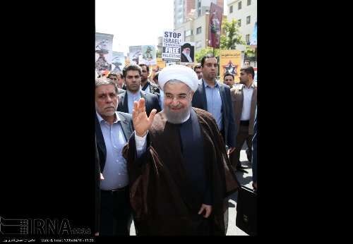روحانی در راهپیمایی روز قدس/تصاویر