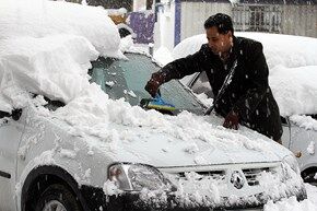 بارش برف شدید در اراک/ تصاویر