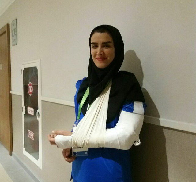 شکستگی شدید دست بانوی کشتی گیر ایران