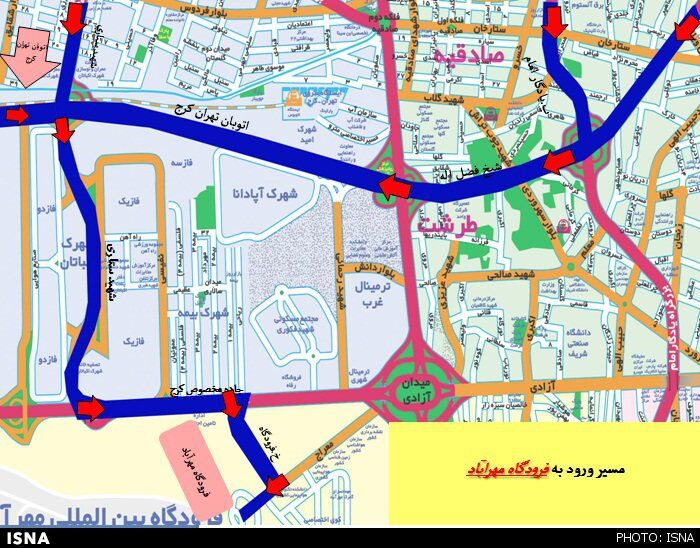 محدودیت‌های ترافیکی 22 بهمن/نقشه